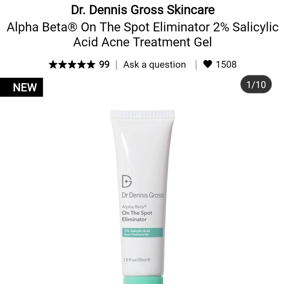 NIB DR.DENNIS GROSS ALPHA BETA 2% ON THE SPOT ELIMINATOR ACNE TREATMENT GEL